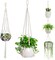 3-Pack Macramé Plant Hangers – Indoor Hanging Planter Baskets with Wood Beads, Decorative Flower Pot Holders, Ivory White (Pots Not Included)